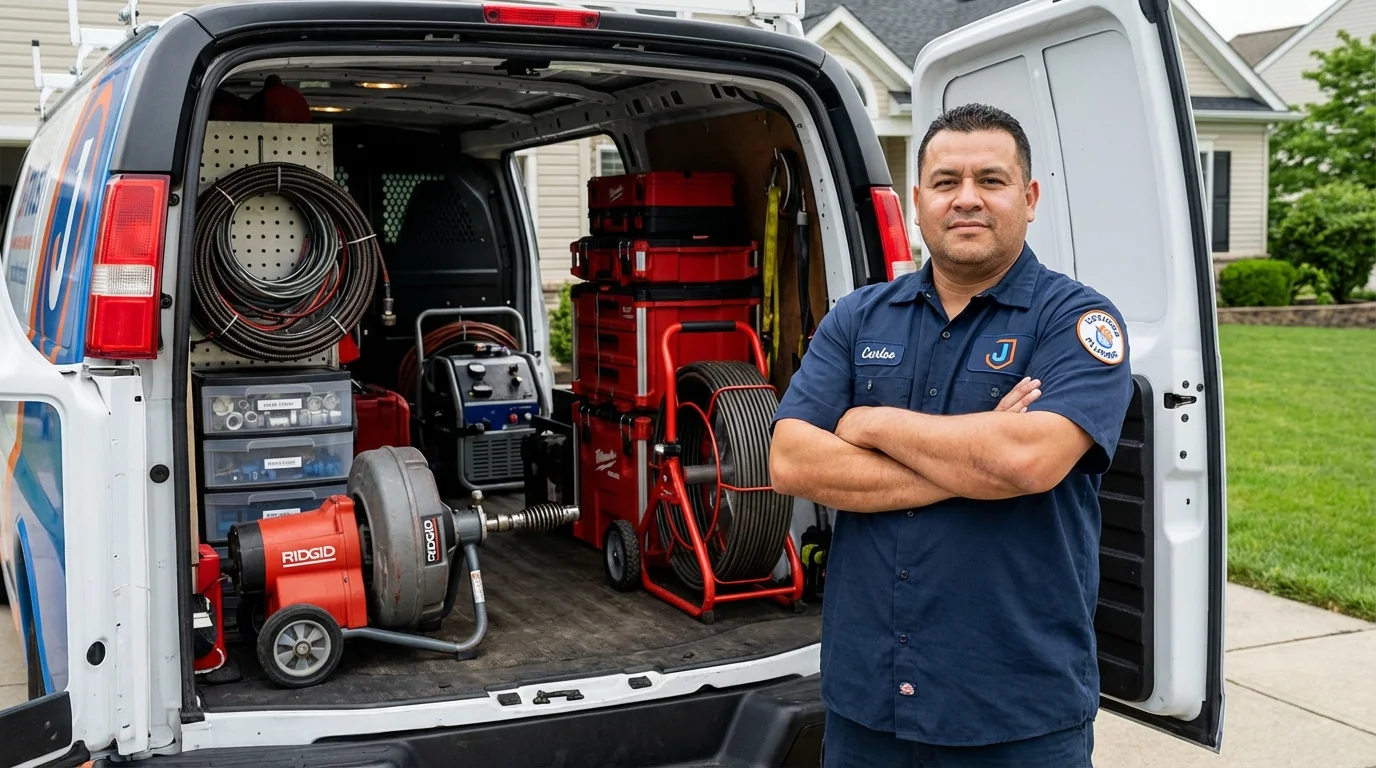 Professional drain cleaning equipment and Johns Plumbing LLC plumber in Porterdale