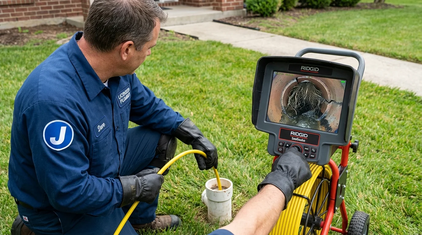 Sewer camera inspection being performed by Johns Plumbing LLC in Porterdale