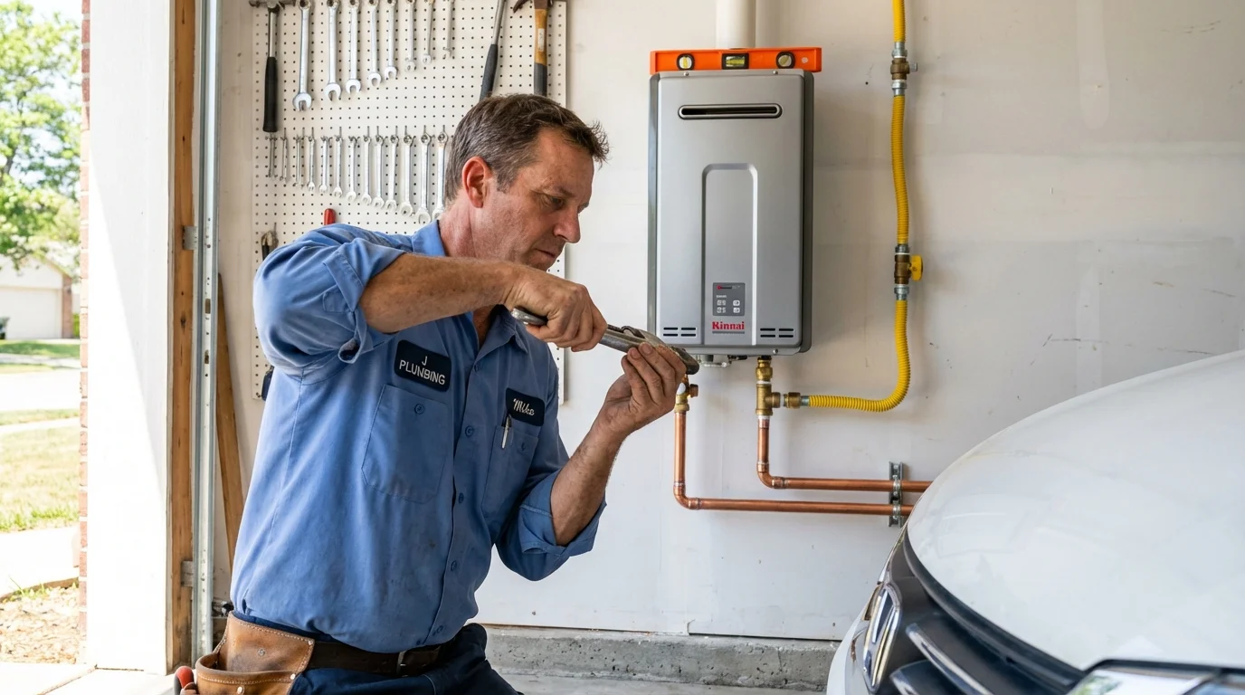 Tankless water heater installation by a Johns Plumbing LLC plumber in Porterdale